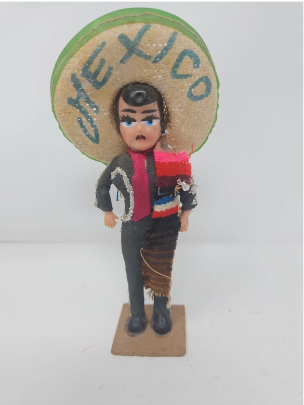 Vintage 1960s Souvenir From Mexico Doll Senor Mariachi Bullfighter Sombrero 7"